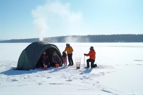 Group ice fishing